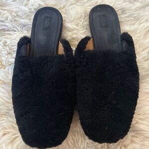 UGG Black Shearling Slip-On Mules